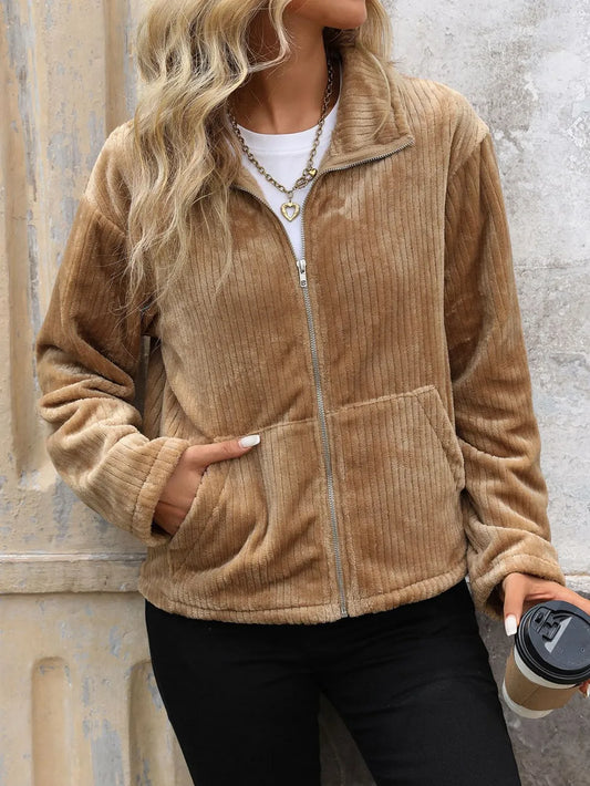 Sandra | Chaqueta Polar Zip - Camello