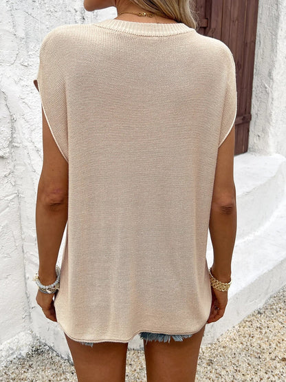 Diamela | Suéter Cuello Redondo Manga Corta Casual