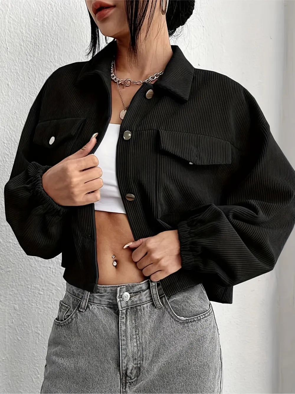 Vera | Chaqueta Hombro Caído - Pale Rosado Empolvado