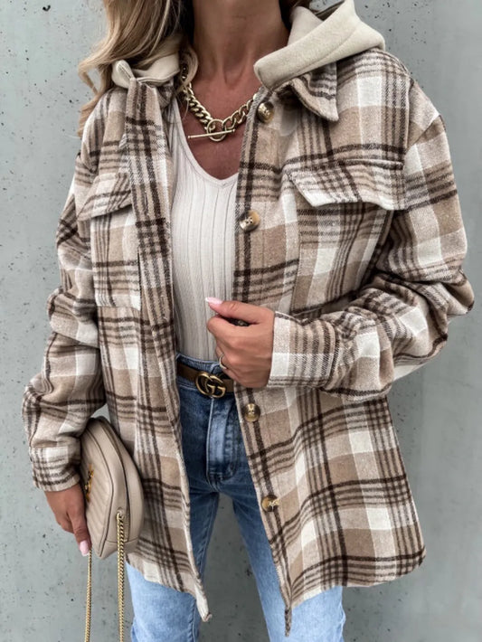 Paulina | Chaqueta Cuadros Clásica - Camello