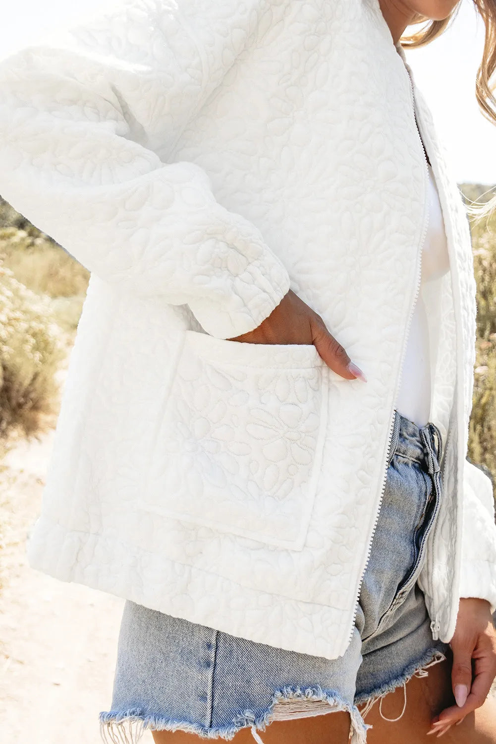 Coral | Chaqueta Cuello Estructurado - Blanco