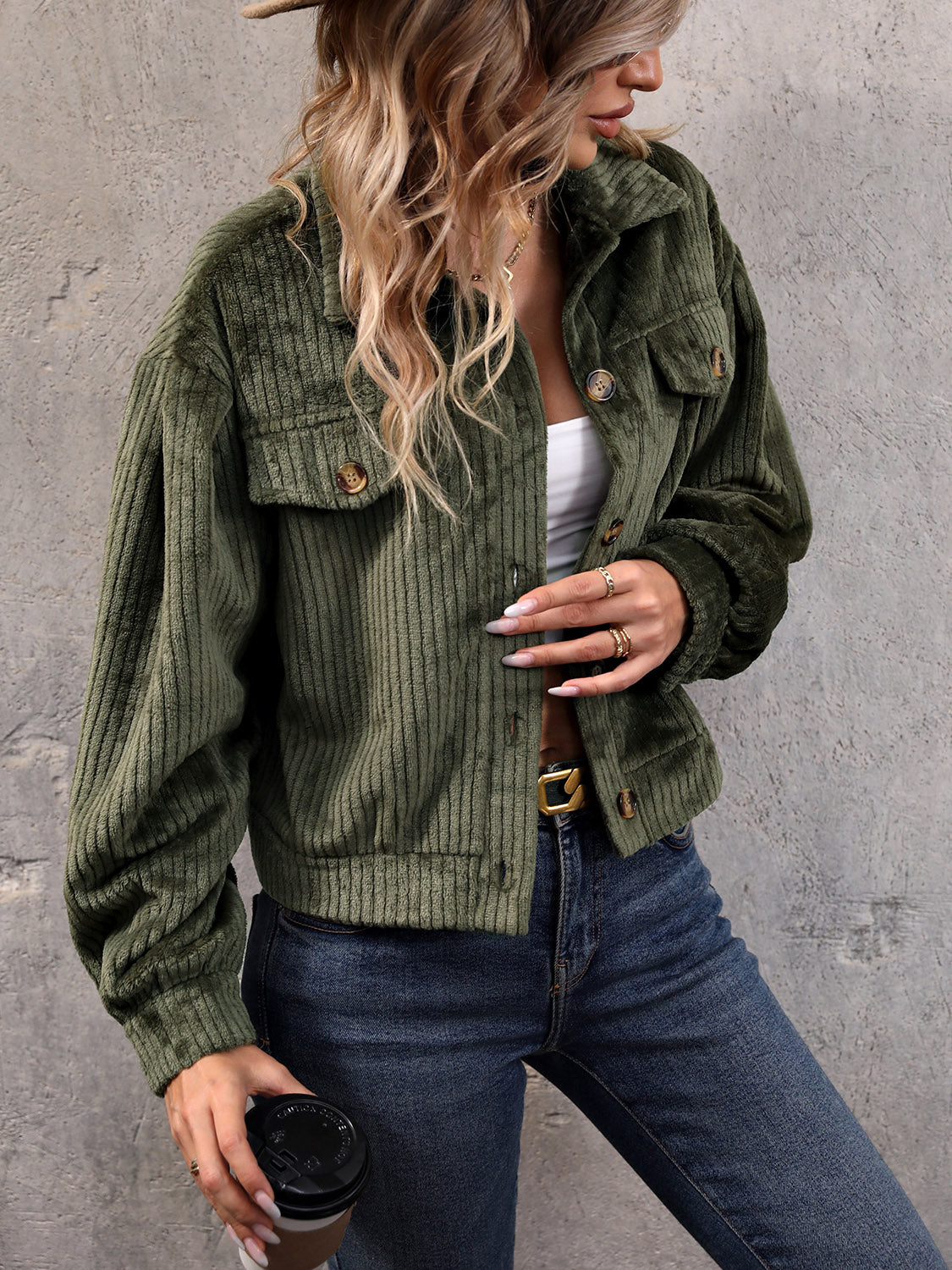 Luciana | Chaqueta con Bolsillos - Moss