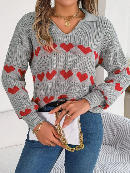 Ayasha | Suéter Heart Johnny Collar Manga Larga