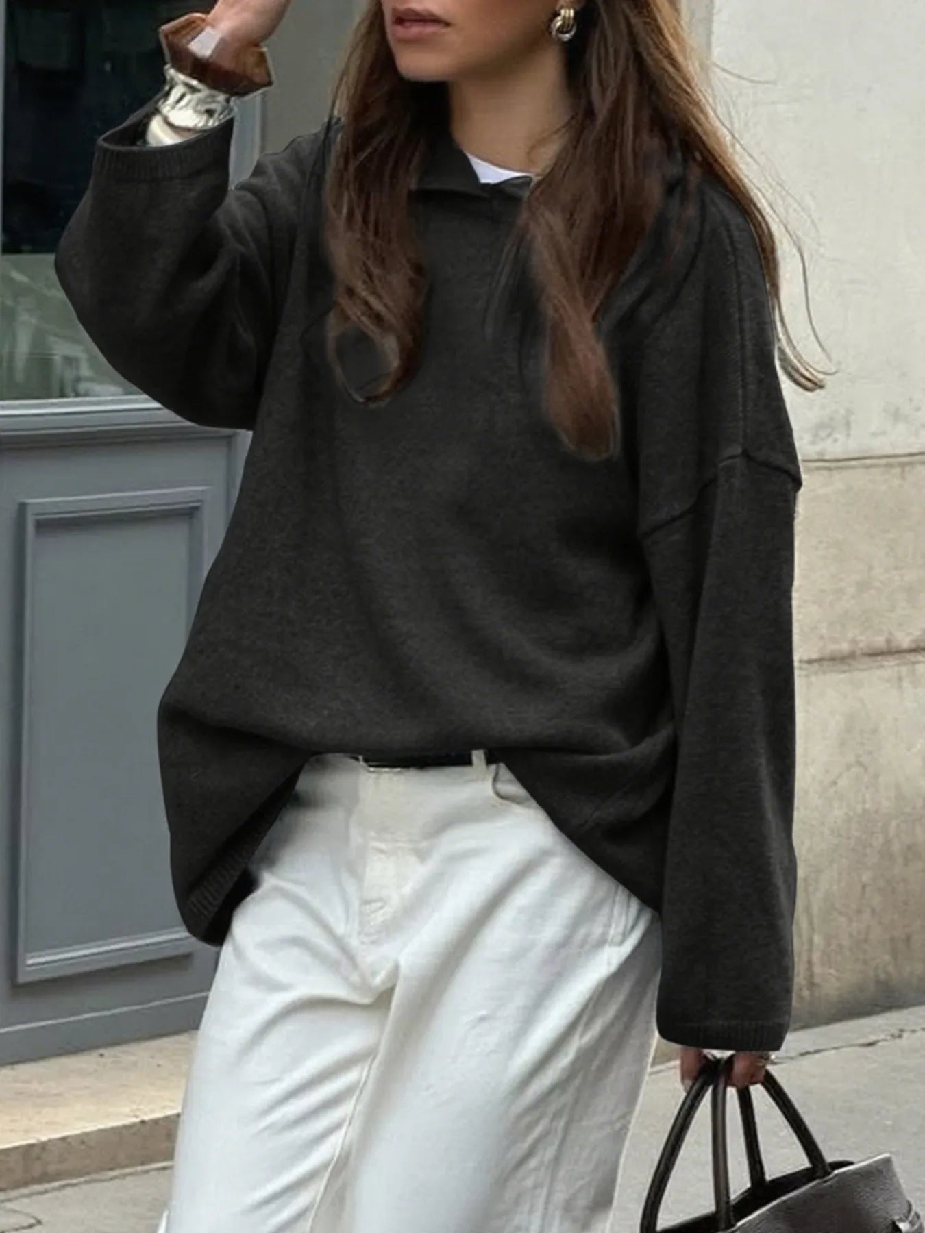 Clea | Suéter Oversize Manga Larga Con Capucha