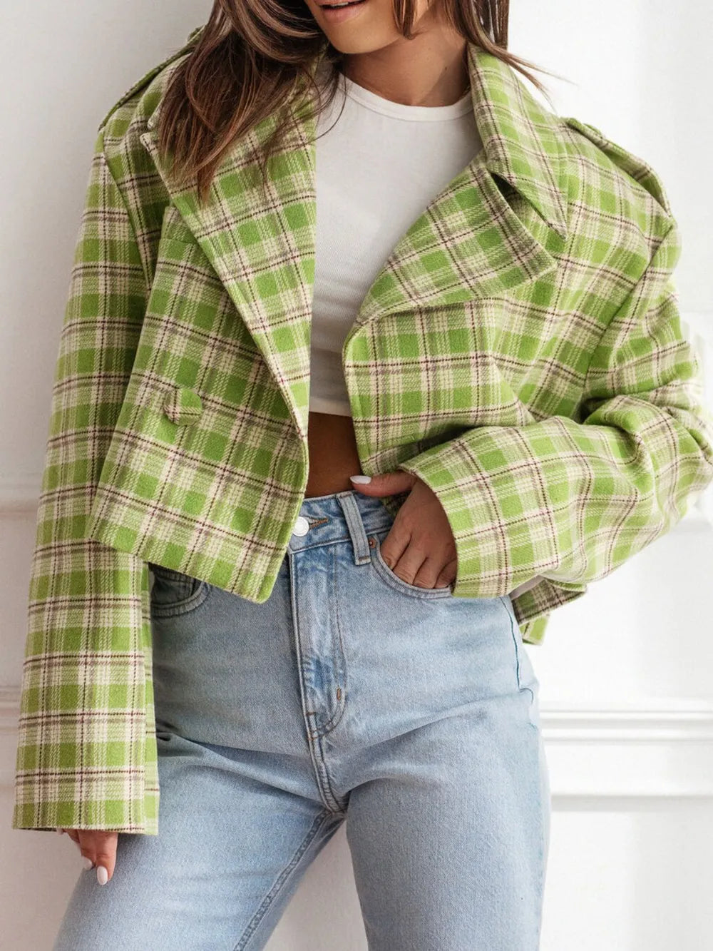 Gloria | Chaqueta Tartán Elegante - Light Amarillo