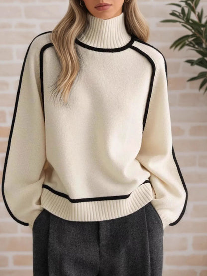 Armanda | Suéter Con Contraste Trim Cuello Alto