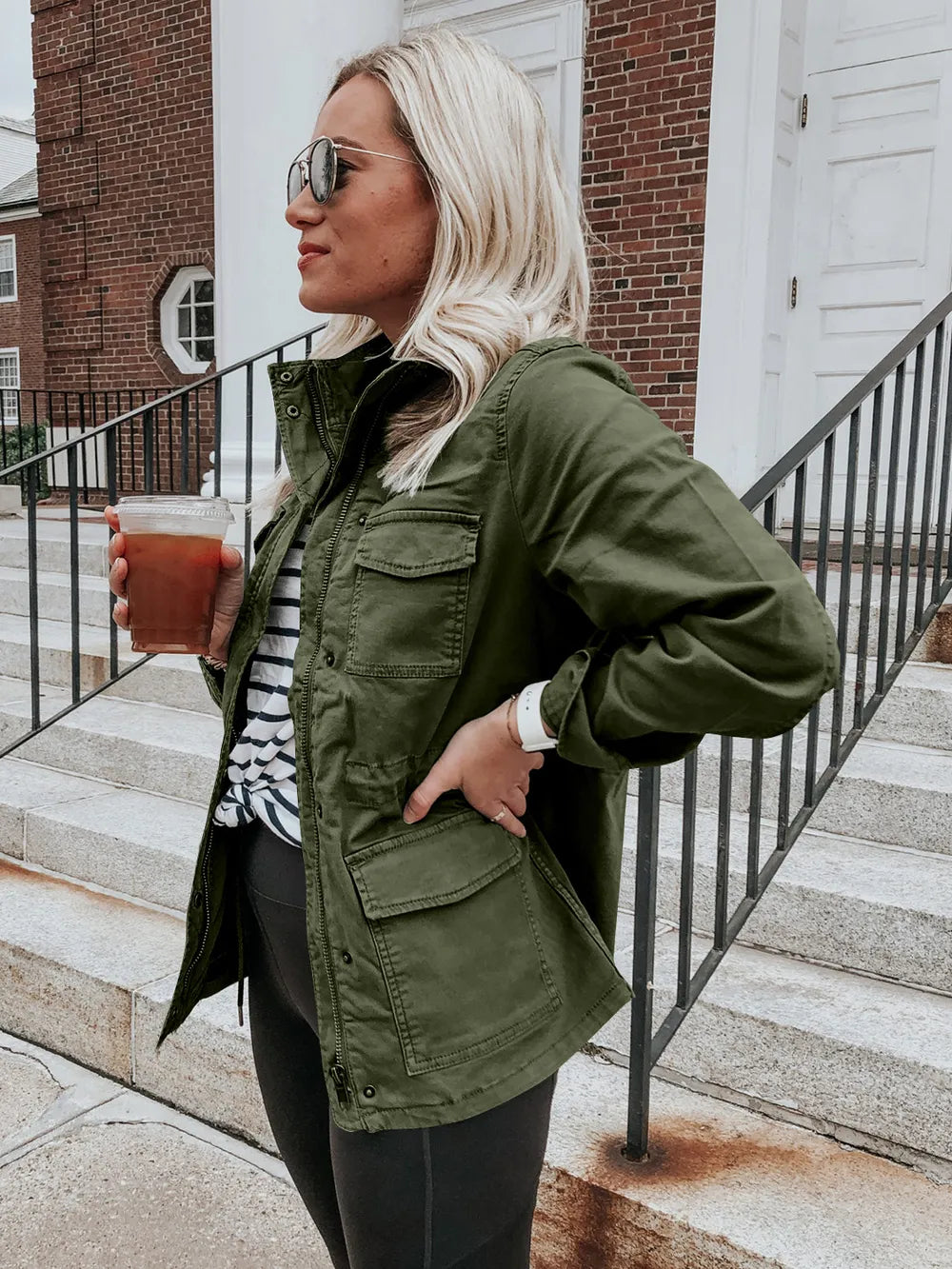 Simona | Chaqueta Polar Zip - Verde Militar