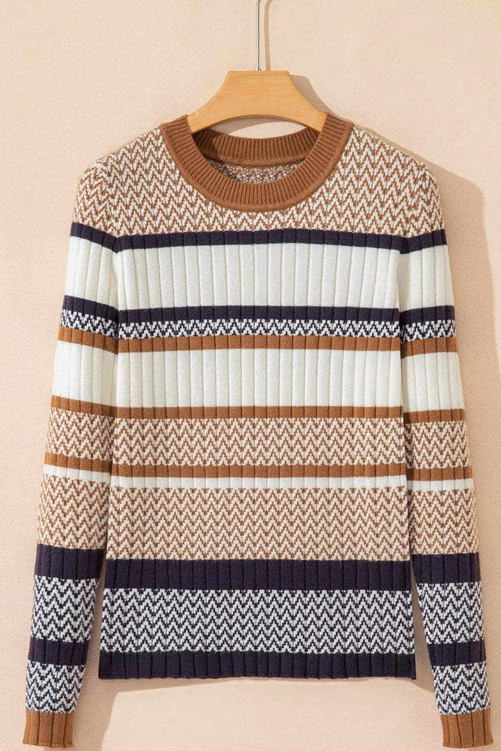 Dunia | Suéter Stripe Stylish Estampado Tejidoted Acanalado Trim Slim