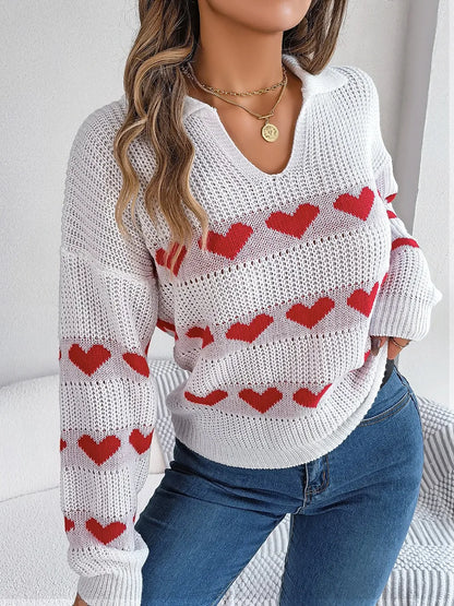 Ayasha | Suéter Heart Johnny Collar Manga Larga