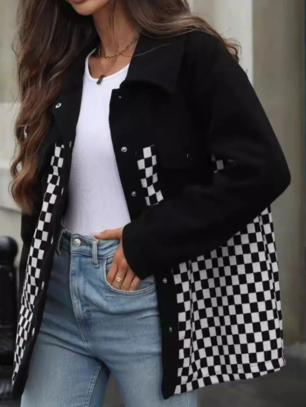 Paloma | Chaqueta Broche Moderno - Negro
