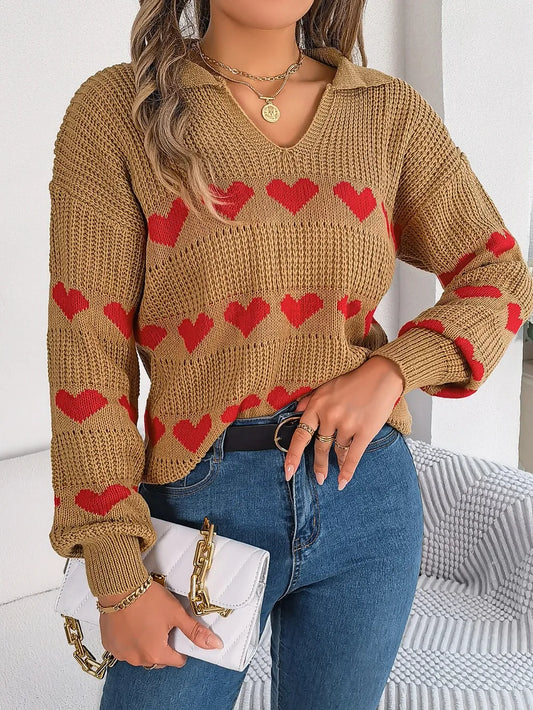 Ayasha | Suéter Heart Johnny Collar Manga Larga