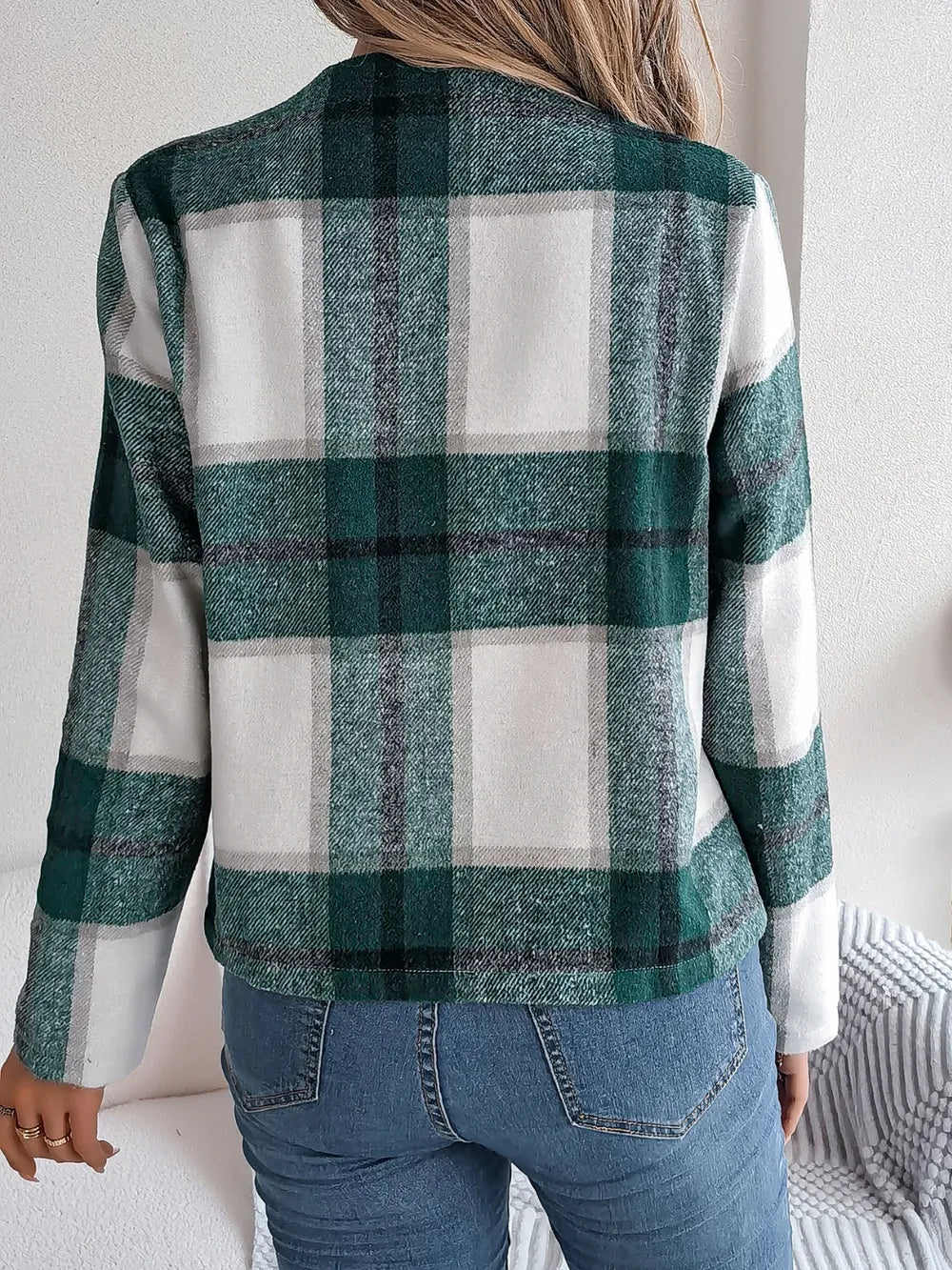 Blanca | Chaqueta Tartán Elegante - Verde Oscuro