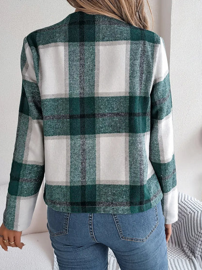 Blanca | Chaqueta Tartán Elegante - Verde Oscuro