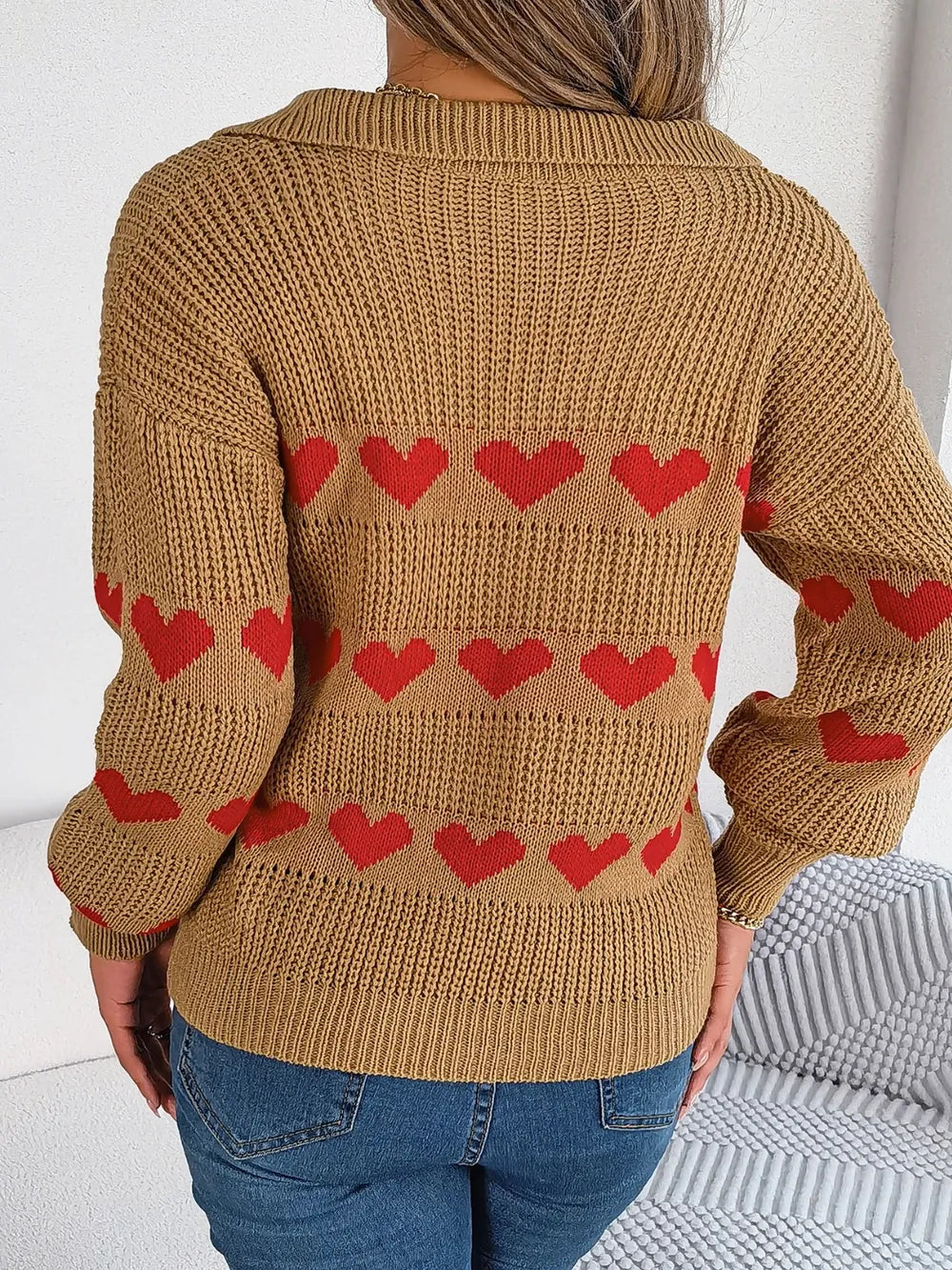 Ayasha | Suéter Heart Johnny Collar Manga Larga