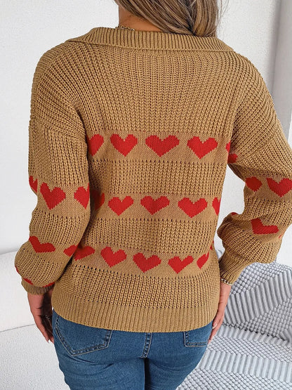Ayasha | Suéter Heart Johnny Collar Manga Larga
