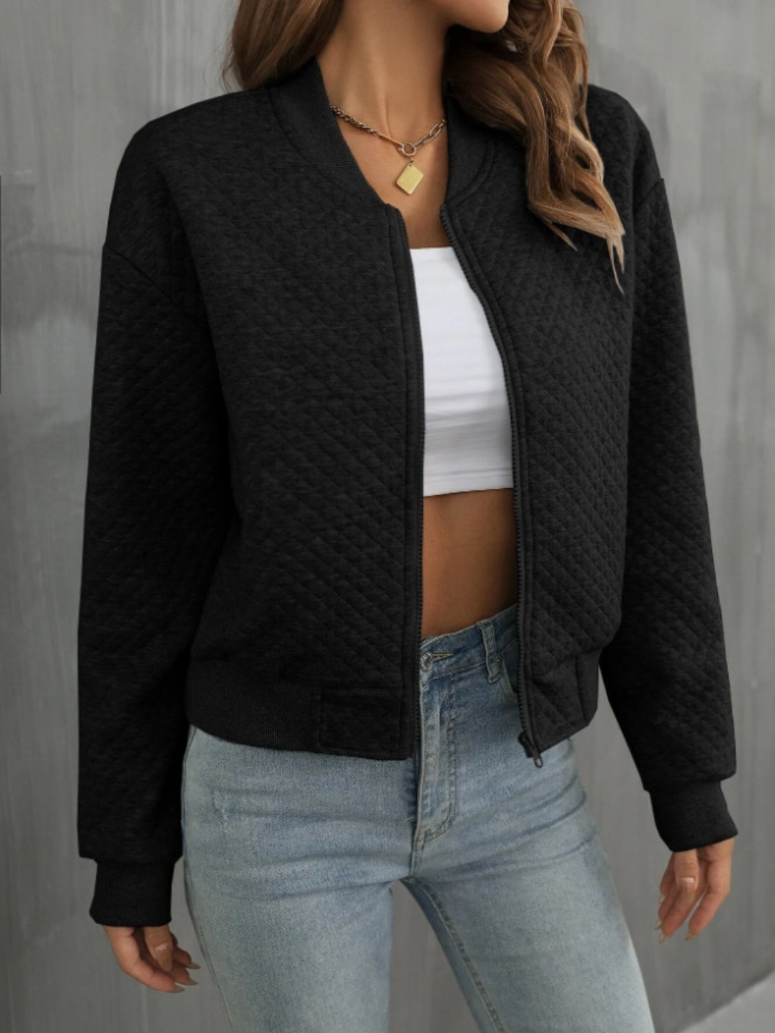 Abril | Chaqueta Polar Zip - Negro