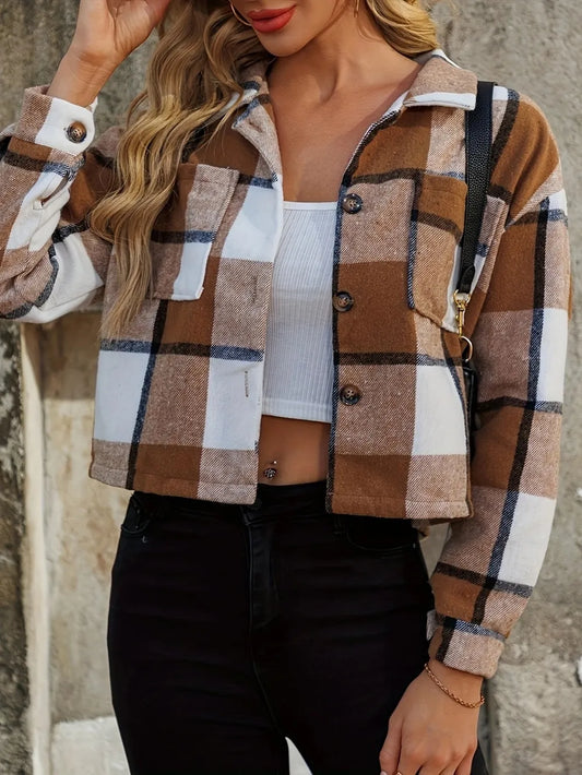 Silvana | Chaqueta Tartán Elegante - Caramelo