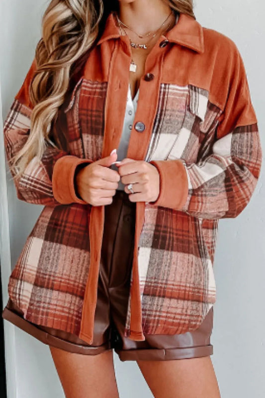 Aurora | Chaqueta Cuadros Clásica - Terracota