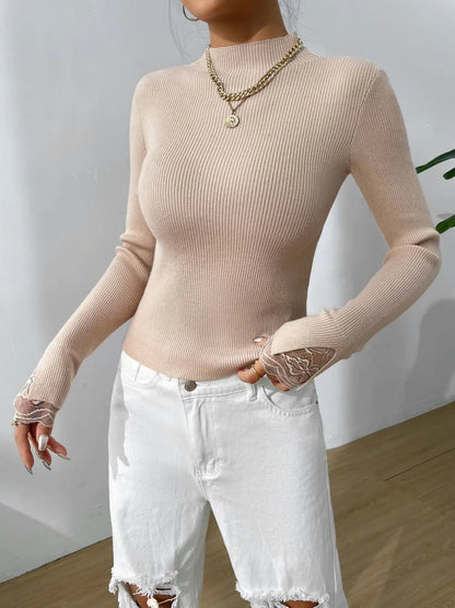 Balbina | Suéter Lace Detail Cuello Cisne Manga Larga
