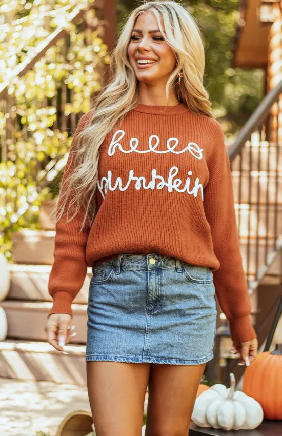 Begona | Suéter Letter Gráfico Cuello Redondo Manga Larga