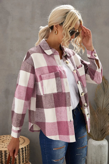 Constanza | Chaqueta Cuadros Clásica - Rosado Polvoso