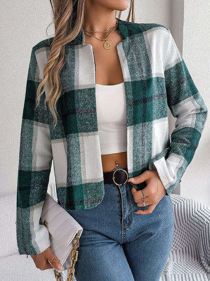 Blanca | Chaqueta Tartán Elegante - Azul Oscuro