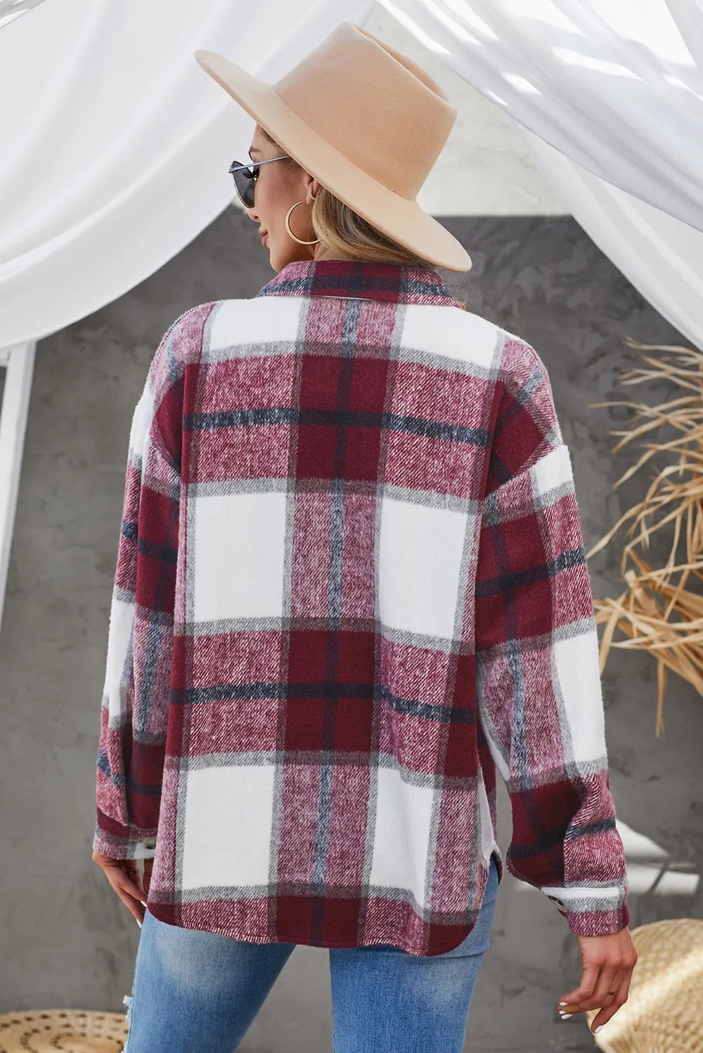 Constanza | Chaqueta Cuadros Clásica - Rosado Polvoso