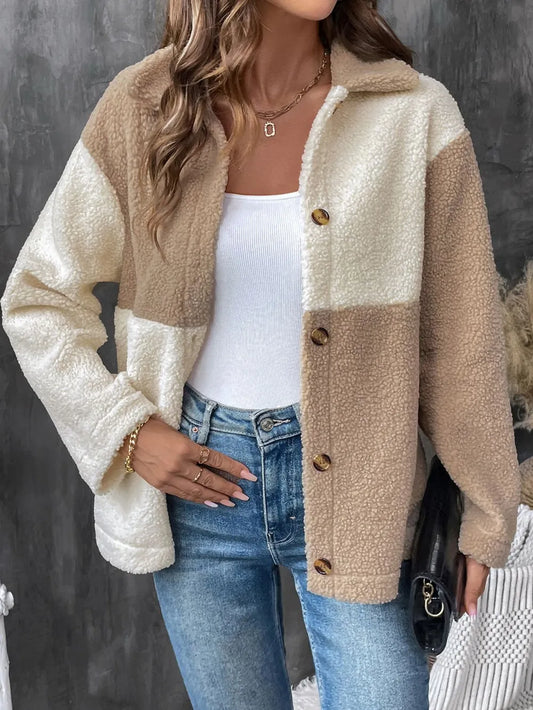 Viviana | Chaqueta Color Block - Tostado
