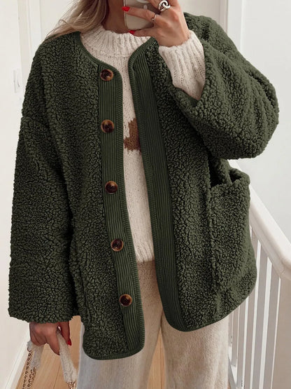 Regina | Chaqueta Sherpa Suave - Negro Forest