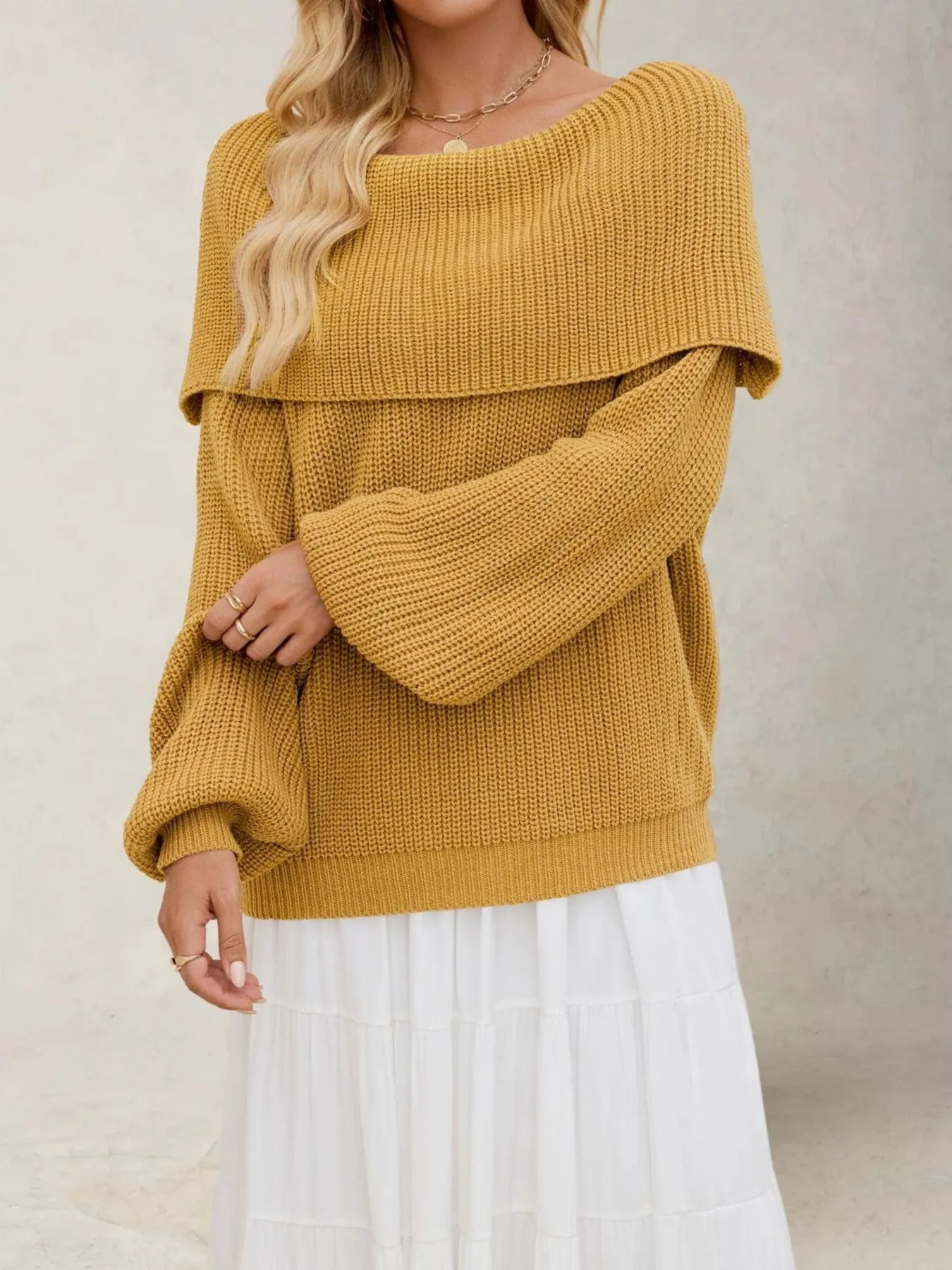 Audra | Suéter Fold Over Collar Manga Larga