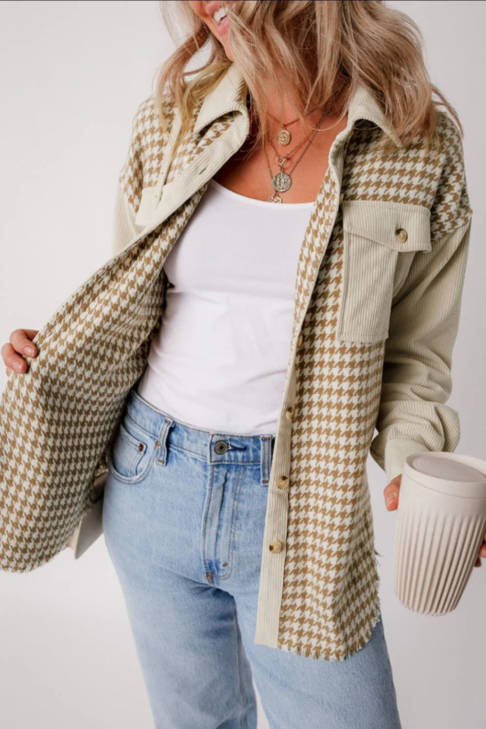 Luz | Chaqueta Pata de Gallo - Beige