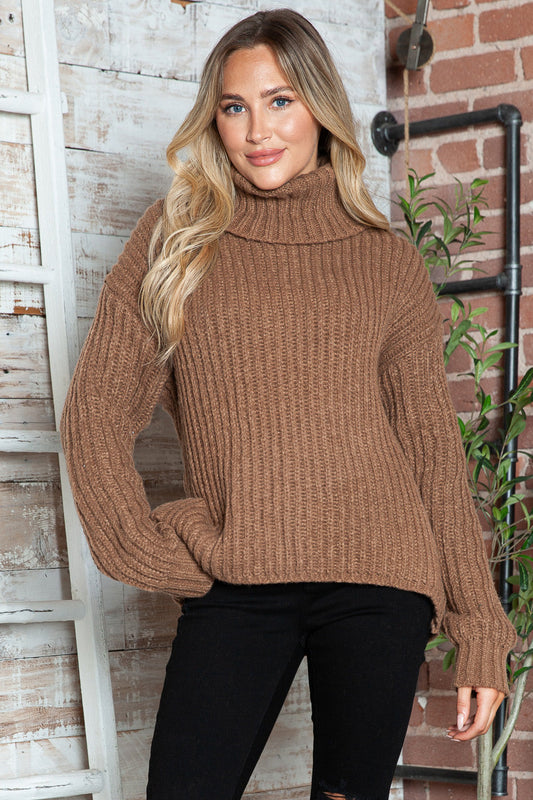 Erica | Suéter Cuello Alto Hombros Caídos Pullover