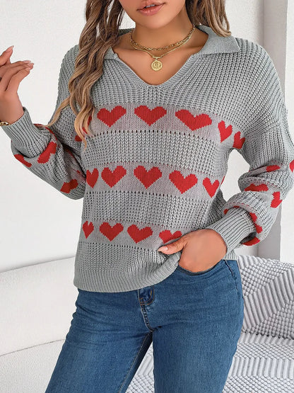 Ayasha | Suéter Heart Johnny Collar Manga Larga