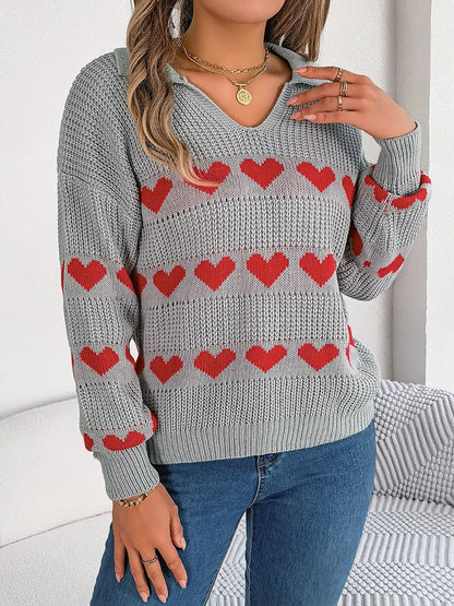 Ayasha | Suéter Heart Johnny Collar Manga Larga