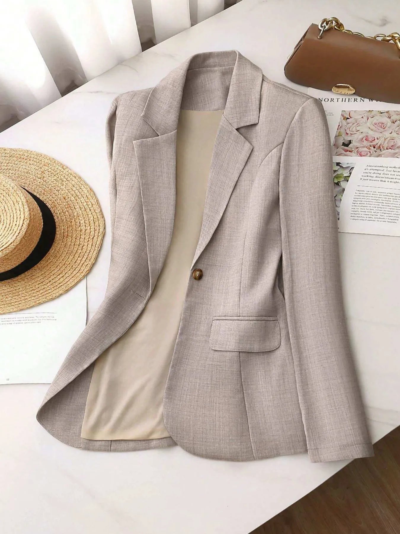 Elba | Blazer Un Botón Cuello Solapa