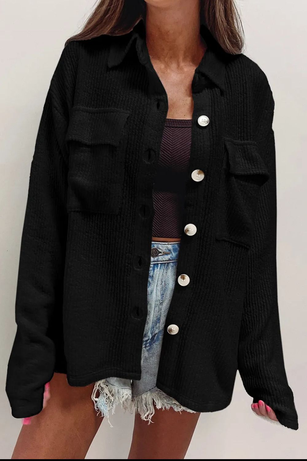 Stella | Chaqueta Botonera Chic - Negro