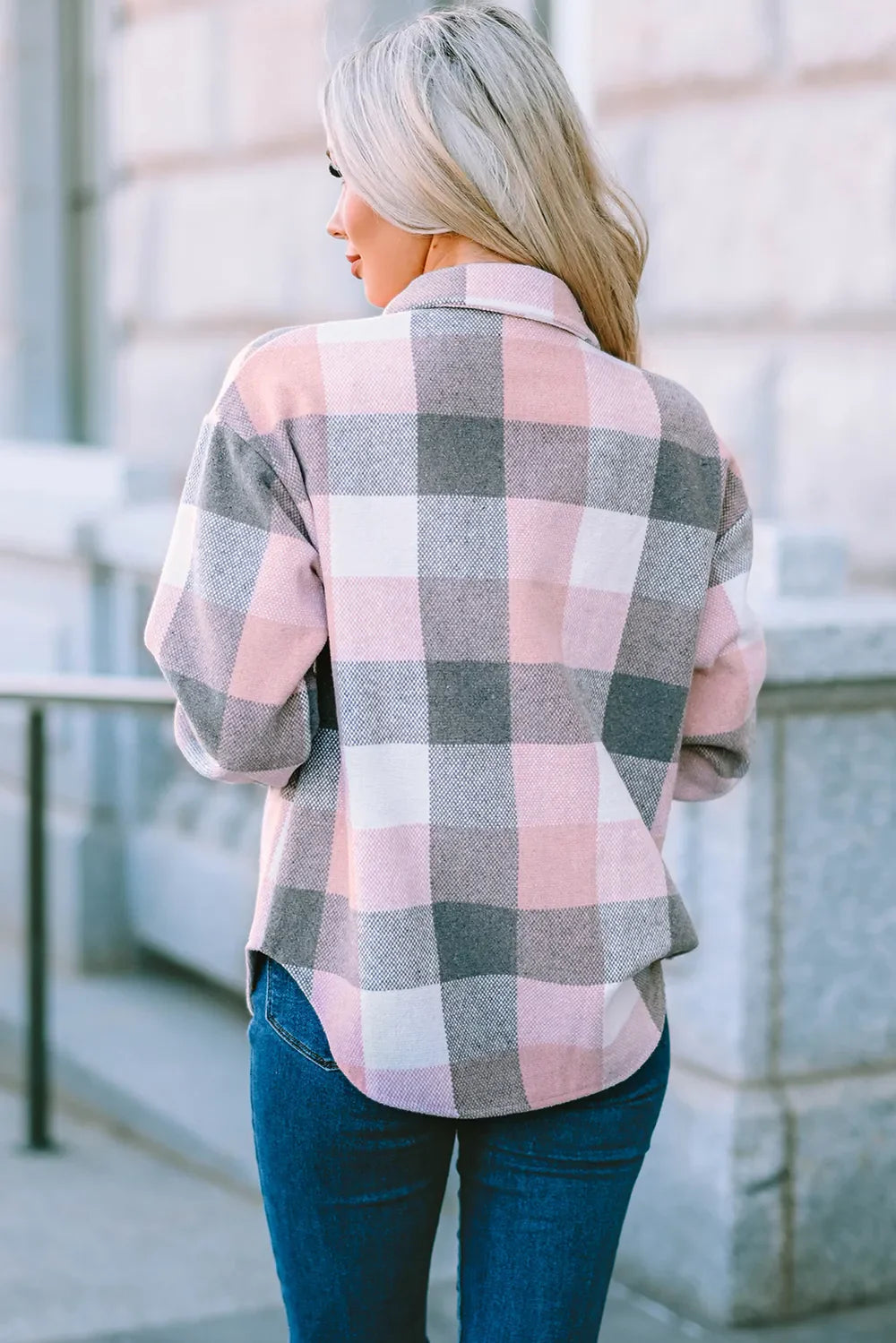 Constanza | Chaqueta Cuadros Clásica - Rosado Polvoso