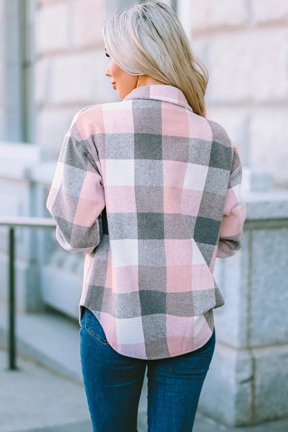 Constanza | Chaqueta Cuadros Clásica - Rosado Polvoso