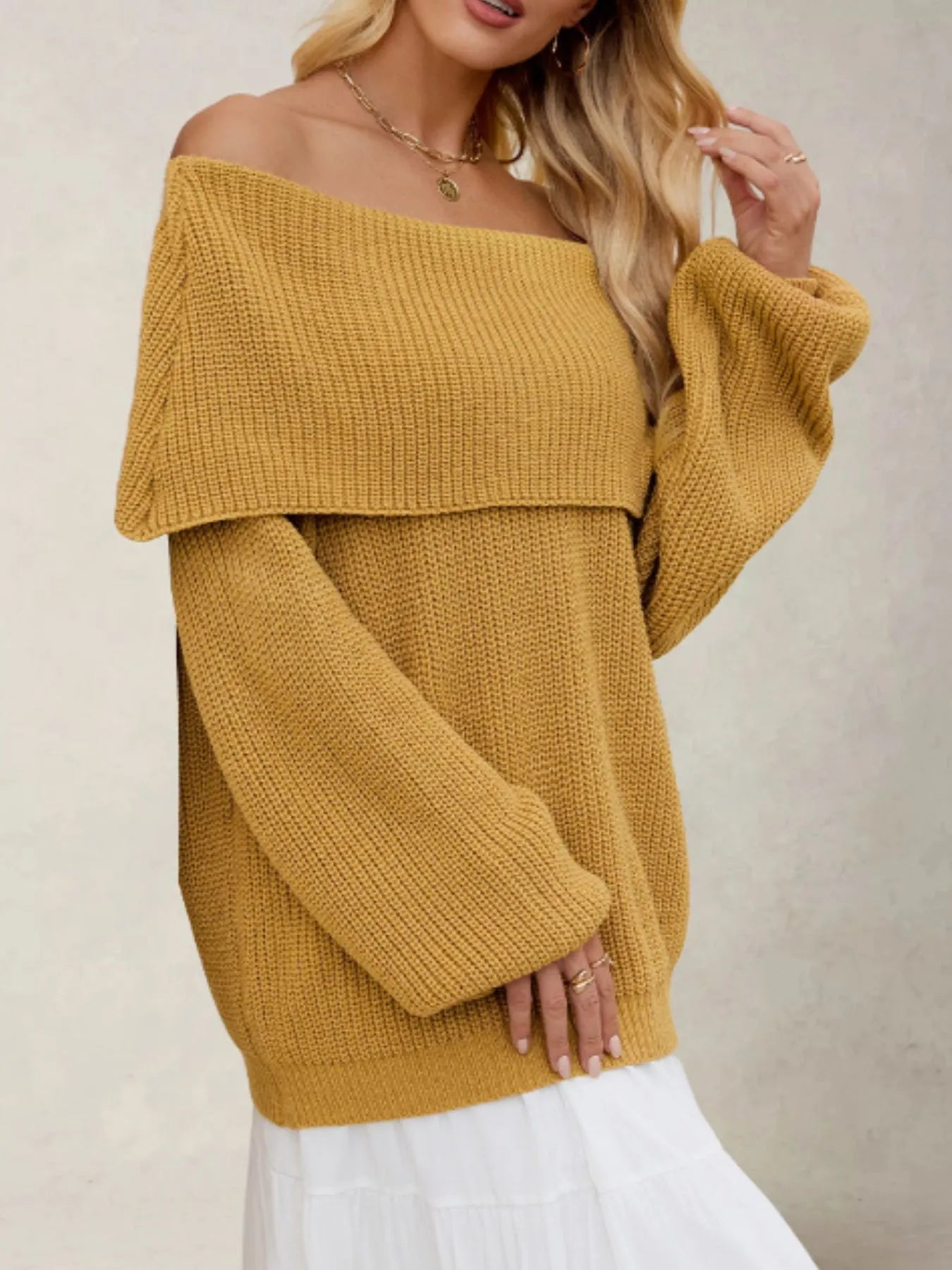 Audra | Suéter Fold Over Collar Manga Larga