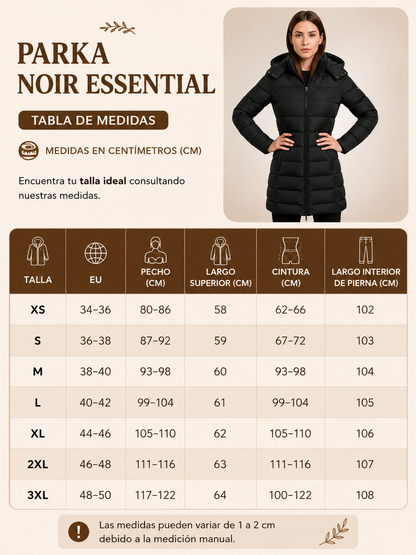 Noir | Parka Larga Negra con Capucha