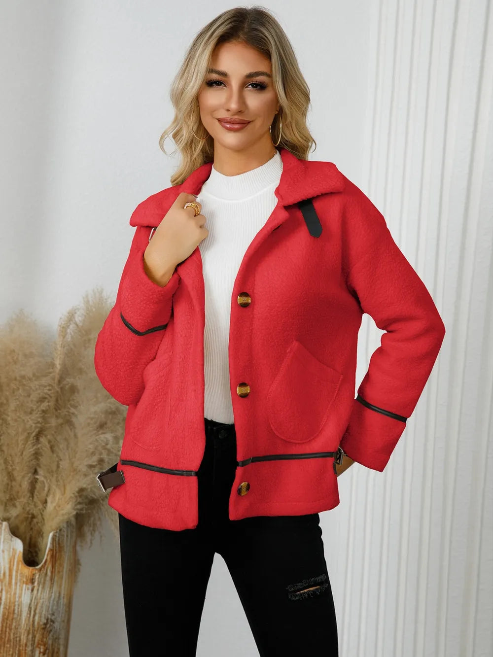 Rebeca | Chaqueta con Bolsillos - Deep Rojo