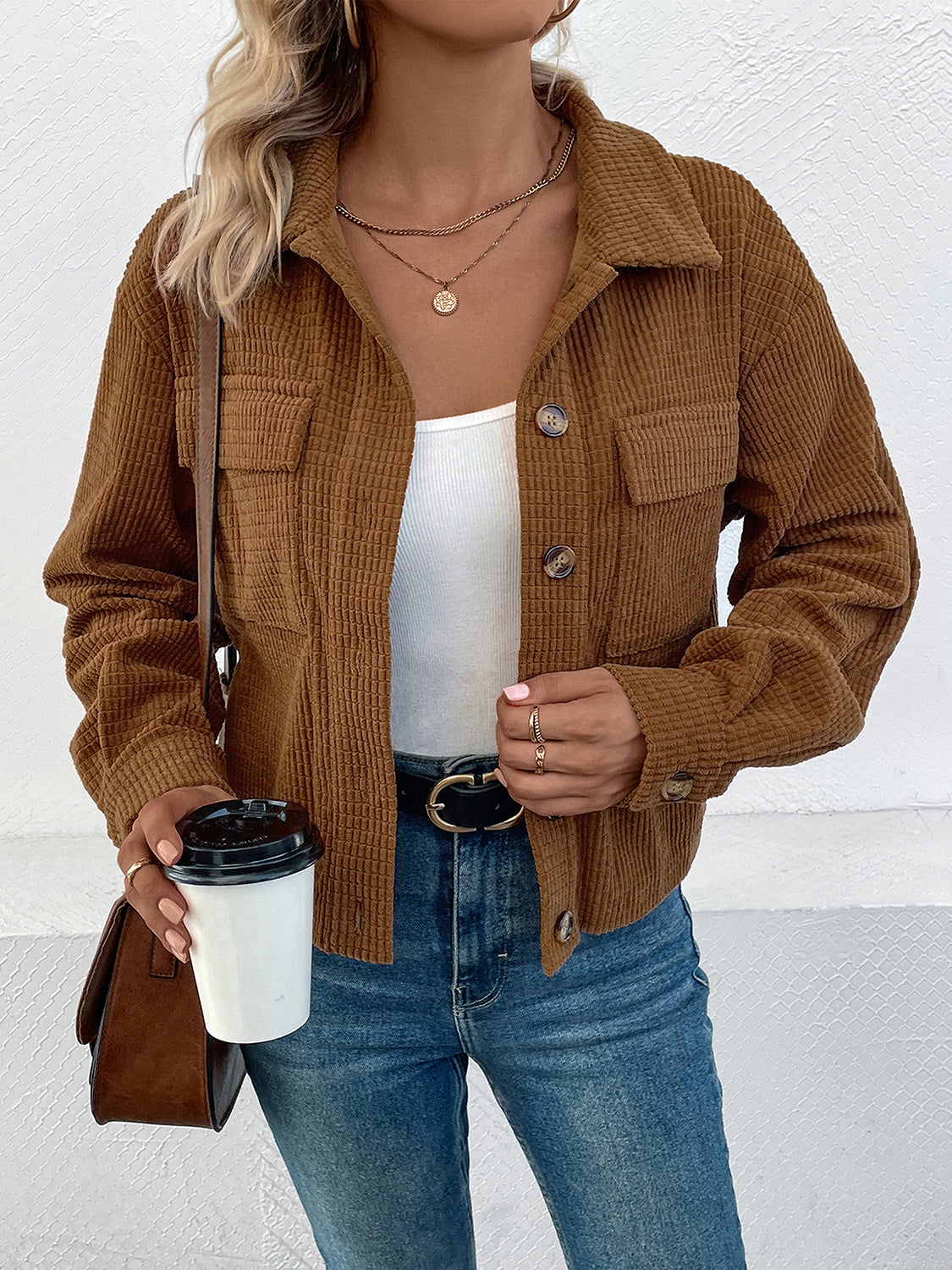 Sabrina | Chaqueta con Bolsillos - Camello