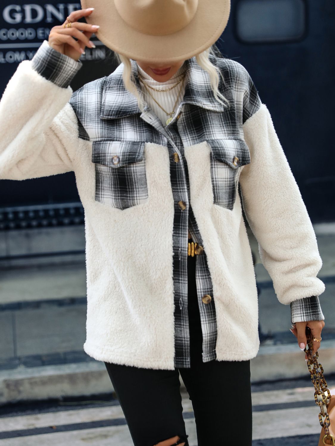Sofía | Chaqueta Cuadros Clásica - Blanco