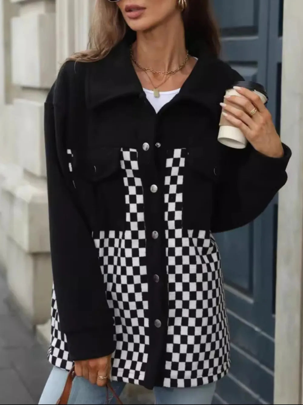 Paloma | Chaqueta Broche Moderno - Negro